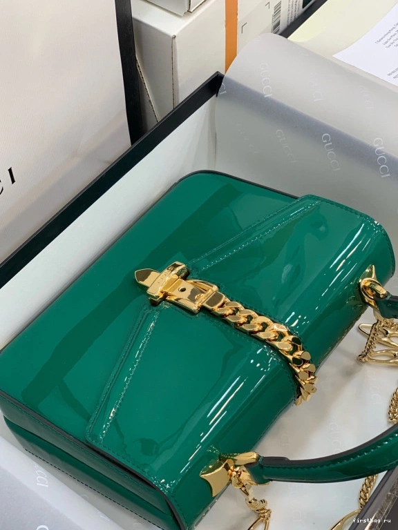 First bag ru PATENT HANDLE MINI BAG Sylvie LEATHER TOP GUCCI 1969 0804